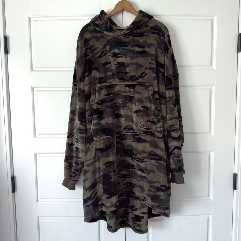 The Comfy Original Wearable Blanket One Size Green Hoodie Oversized Camo Plush